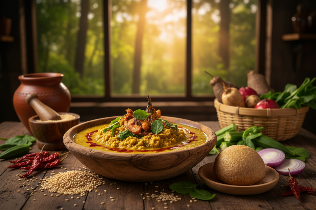 Rich Nigerian egusi soup prepared as a protein-rich wellness meal
