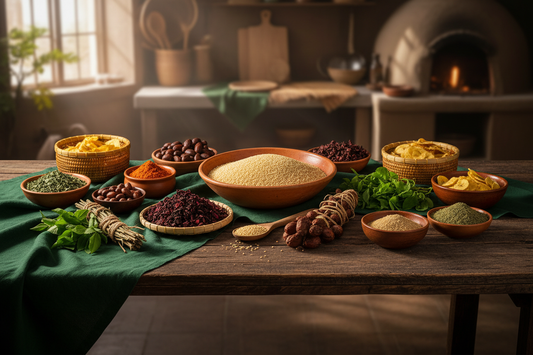 Nigerian superfood pantry stocked with performance-focused ingredients